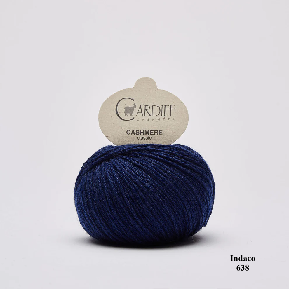 Cardiff Cashmere Classic Indaco 638 is available to buy online from Ida's House Lewes Yarn shop