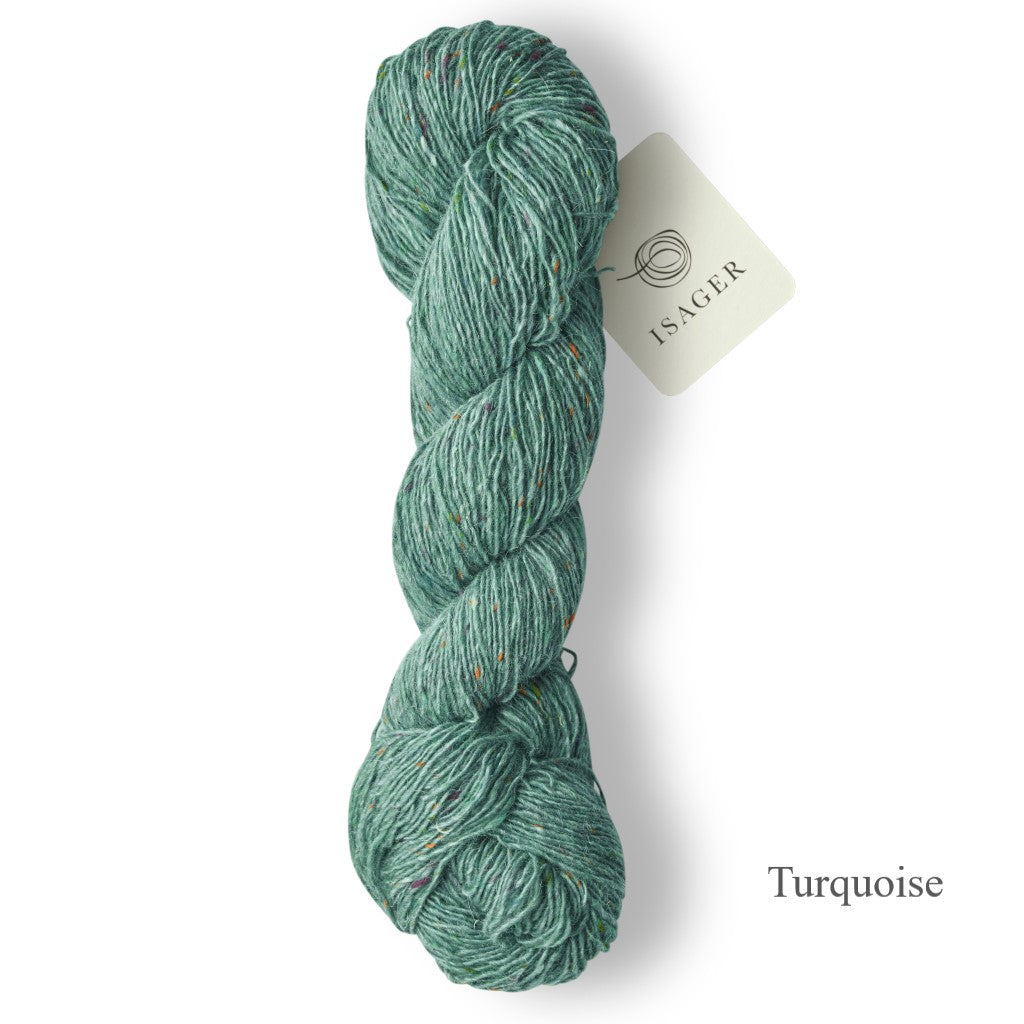 Turqouise Isager Tweed yarn is available to buy online from UK wool shop, Ida's House.