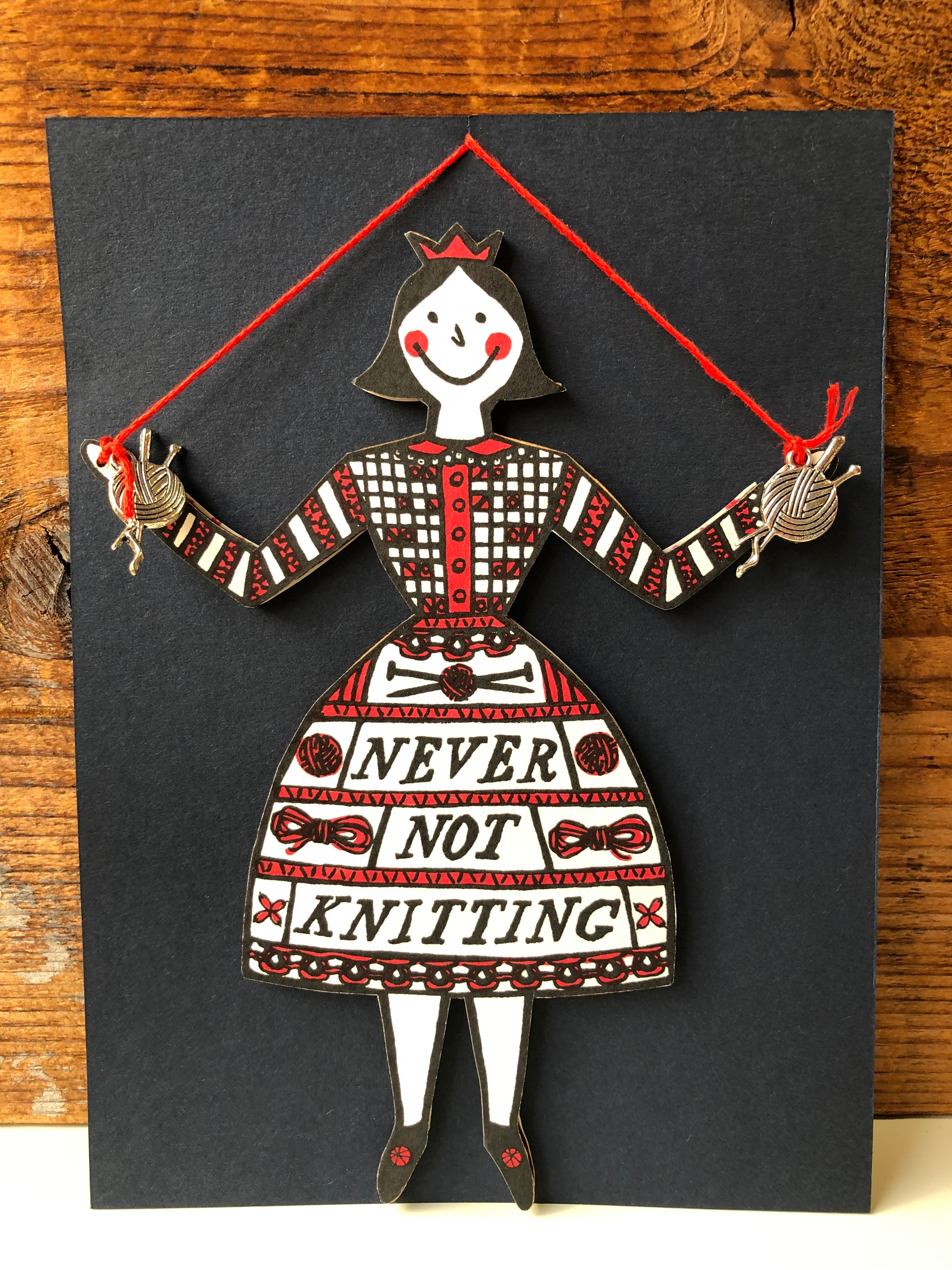 A Never not Knitting Lady Hanging Decoration is available to buy online from UK wool shop, Ida's House.