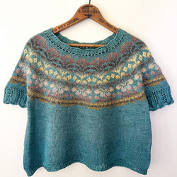 The Alpine bloom sweater kit is available to buy from UK wool shop Ida's House.