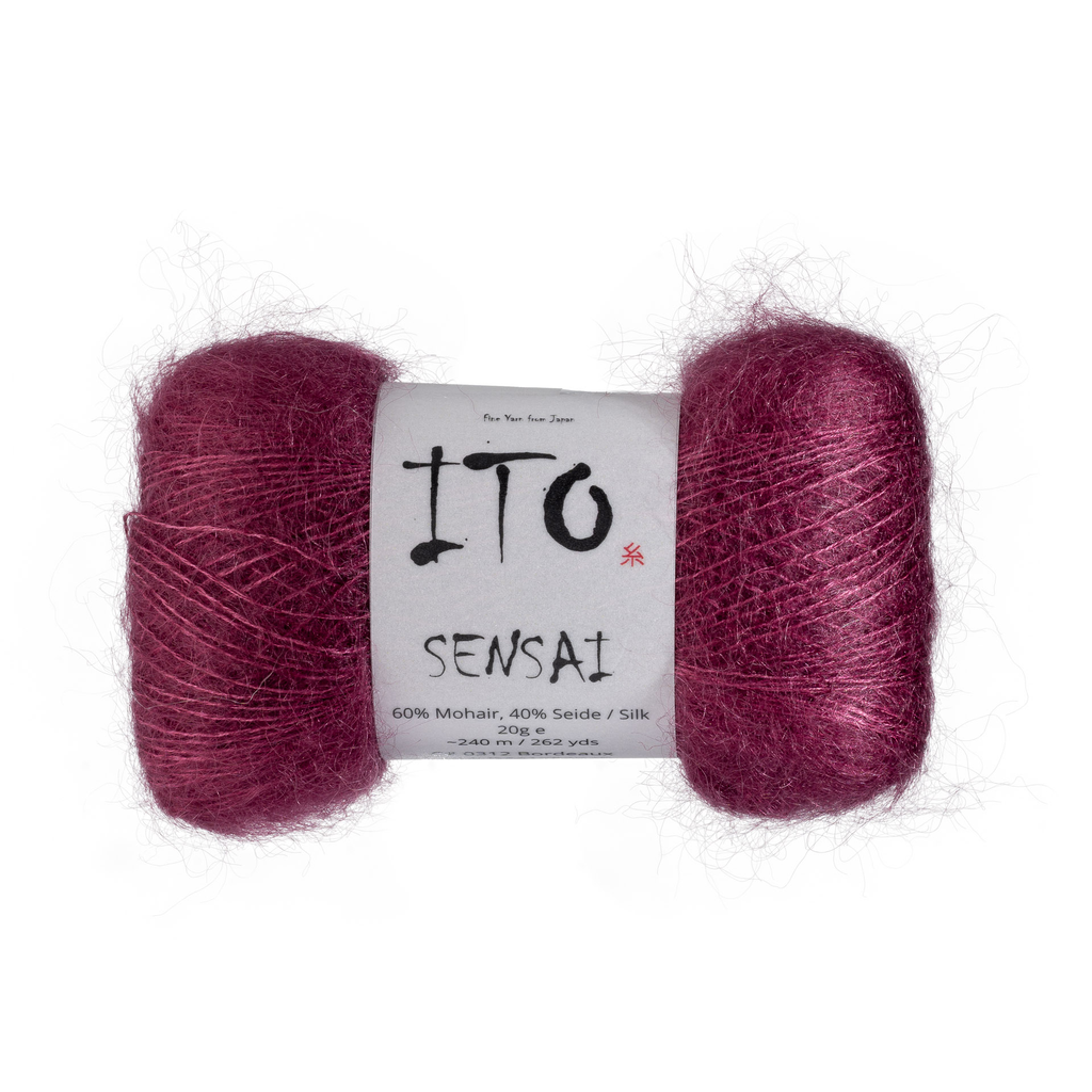 312 Bordeaux Silk Mohair from Ito Sensai Yarn is available to buy online from UK wool shop, Ida's House.