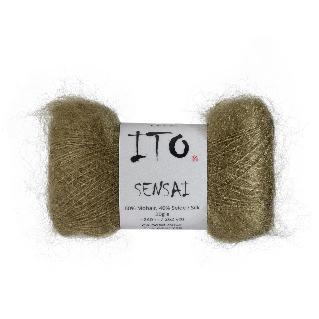 698 Olive Silk Mohair from Ito is available to buy online from UK wool shop, Ida's House.