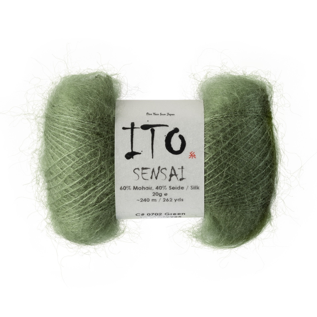 702 Green Silk Mohair from Ito is available to buy online from UK wool shop, Ida's House.