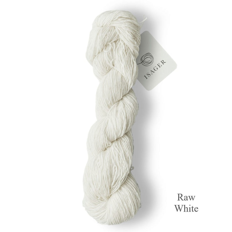 Raw White Isager Tweed yarn is available to buy online from UK wool shop, Ida's House. 