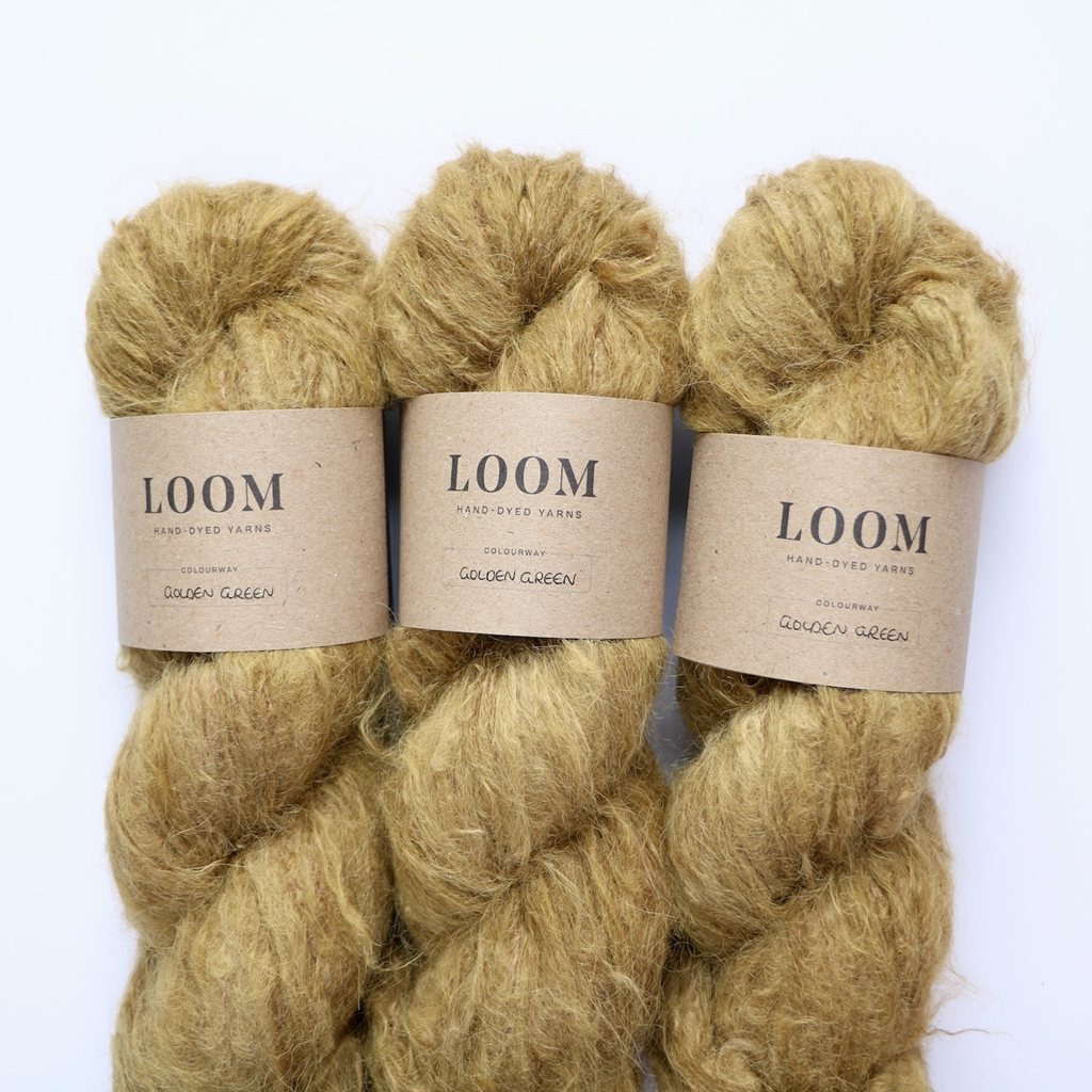 Loom Suri Alpaca Golden Green is available to buy on line from Ida's House Sussex based yarn shop