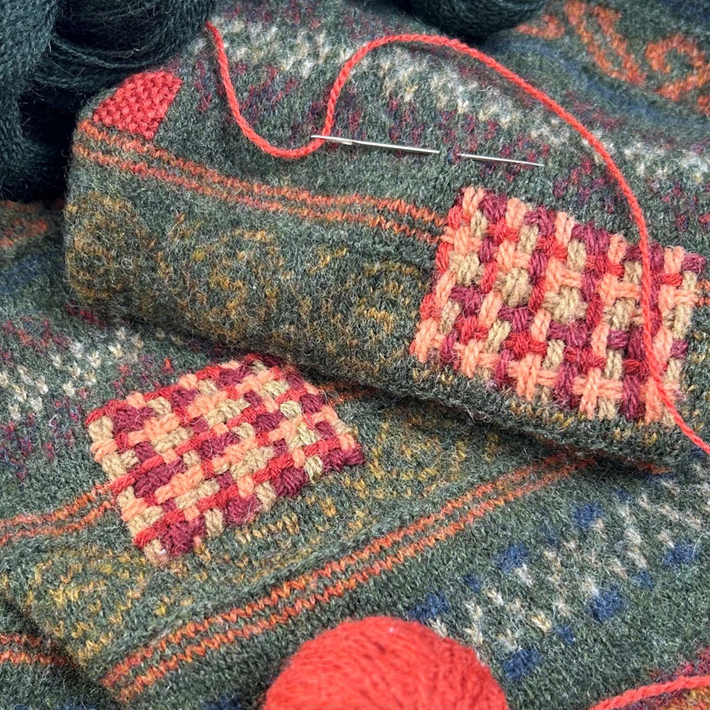 Visible mending workshop at Ida's House Lewes based wool school