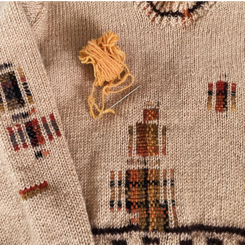 Visible mending workshop at Ida's House Lewes based yarn shop and wool school