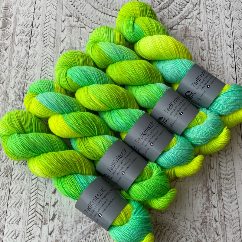 Lime Zinger Ted Knits Hand dyed yarn is available to buy online from UK wool shop, Ida's House.